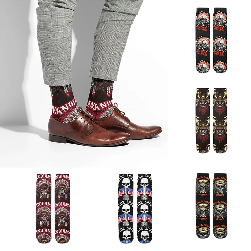 Носки с принтом черепа Для мужчин в стиле панк Футболка дьявол носки для животных