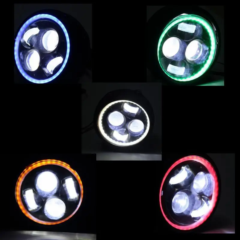 6.5 Cafe Racer Motorcycle Headlight Bracket Angel Eyes Hi&ampLo Beam Headlamp Led Round Motor Head Lights Assembly |