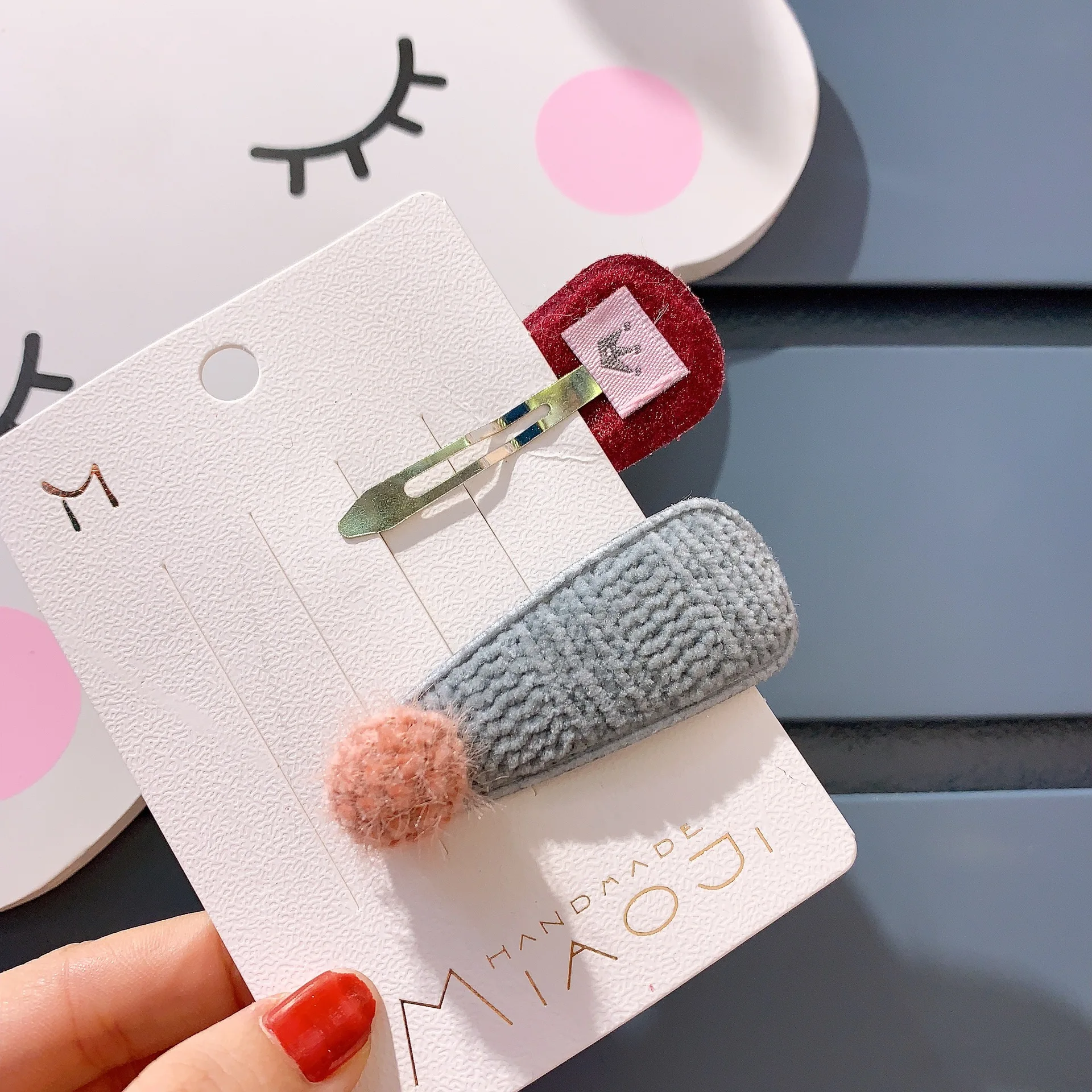 Корейский карамельный цвет плюшевая шерсть мех шпилька BB клипсы Модные женские осенне-зимние геометрические капли волос заколки для волос аксессуары