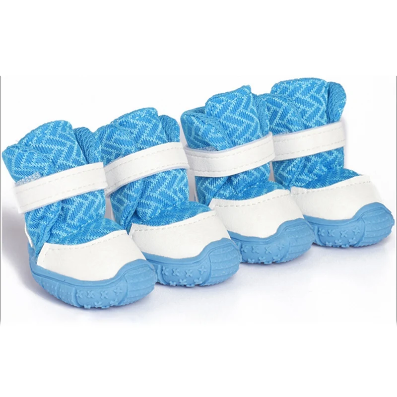 Blue 4 шт./компл. домашние питомцы, собаки, зимняя обувь, удобная Нескользящая износостойкая обувь, собачья лапа, защитные ботинки, непромокаемые зимние водонепроницаемые ботиночки - Цвет: Blue
