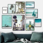 Тропический Летний морской пейзаж, Настенная картина с ананасами и пальмами, Картина на холсте, скандинавские постеры и принты, настенные картины для декора гостиной