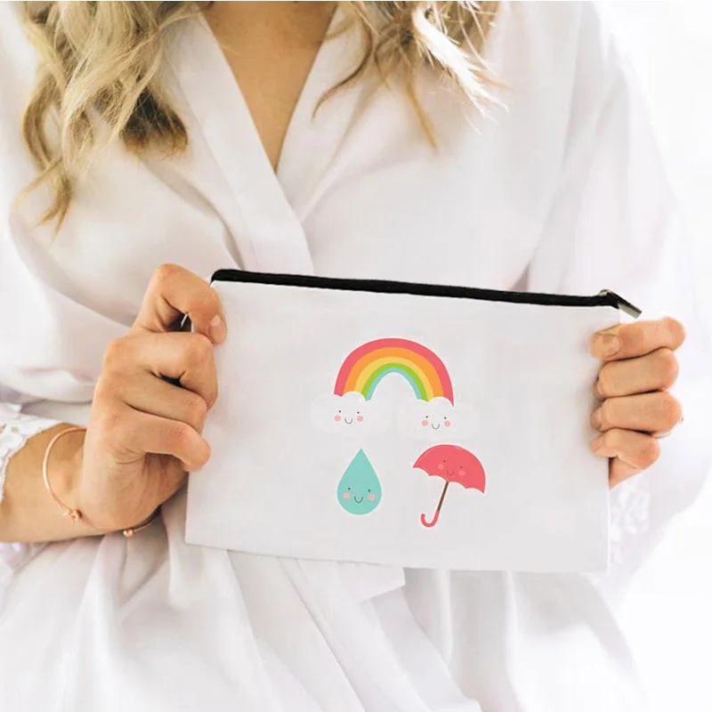 

Pouch Bags for Women Cosmetic Bag Makeup Rainbow Organizer Mini Women's Travel Kawaii Make Up Personal Handbags Storage Woman