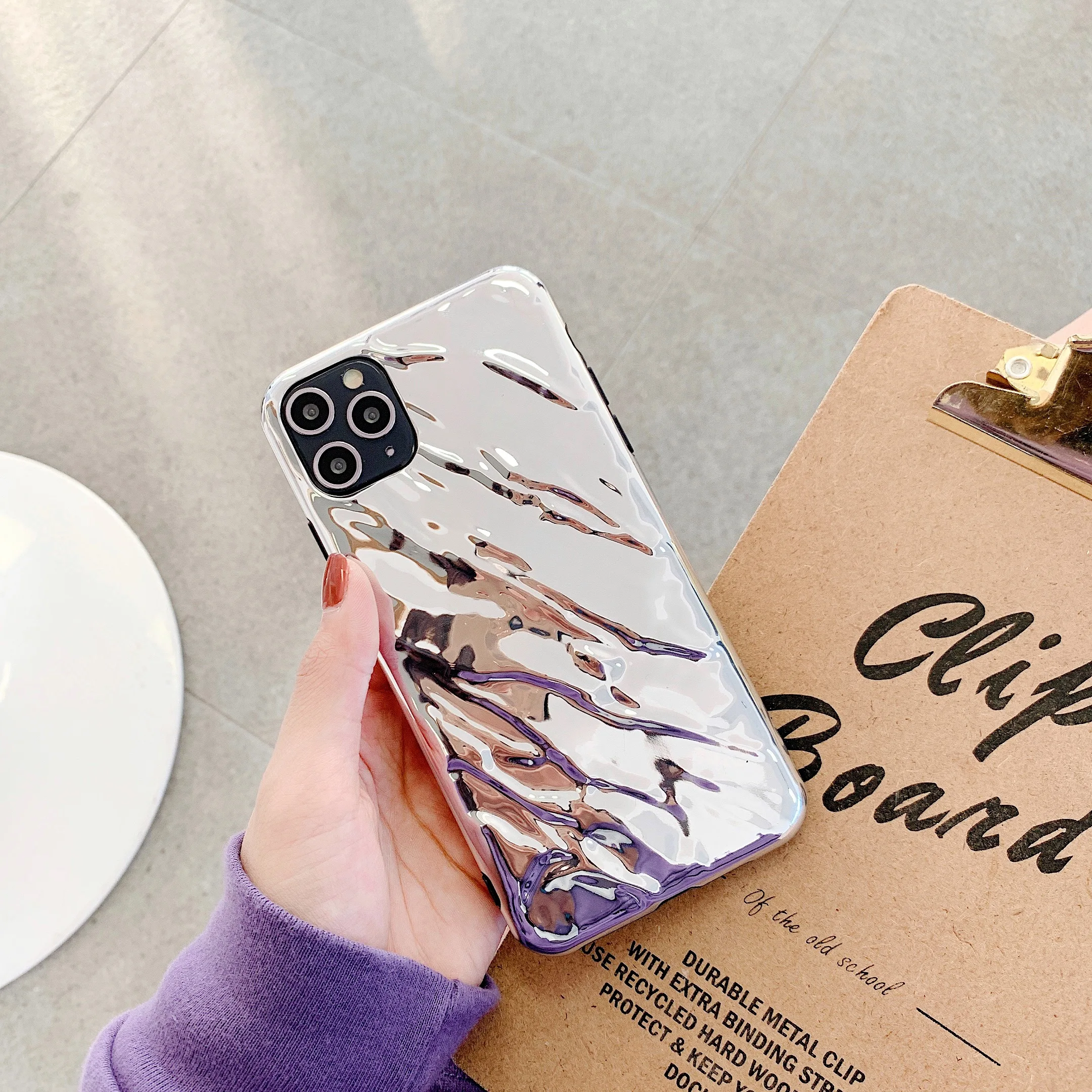 3D Dream Shell Plating Silver Gold Foil Wave Phone Case for iPhone 11 Pro XS Max XR X 7 8 Plus Glitter Soft Silicone Back Cover |