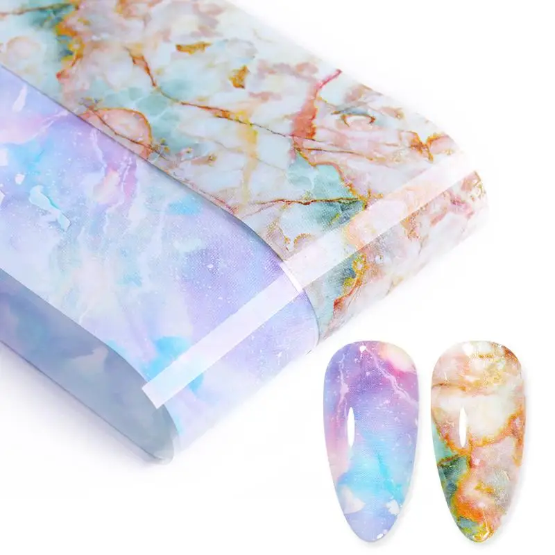 1 Box Nail Foils Marble Series Art Transfer Sticker Paper Pink Blue Bright DIY Design Decoration | Красота и здоровье