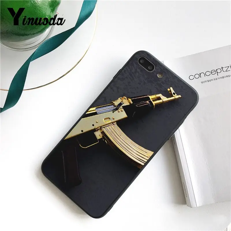 Yinuoda AK47 пистолет новое поступление черный чехол для телефона iPhone 8 7 6 6S X XS MAX 5 5S SE XR