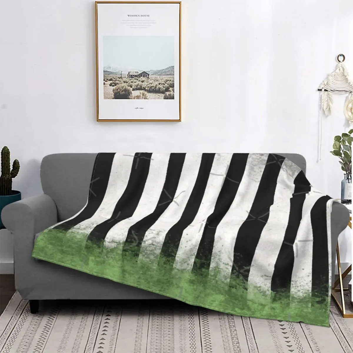 

Beetlejuice-Manta de rayas, colcha para cama a quadros, toalla de playa, manta de lana