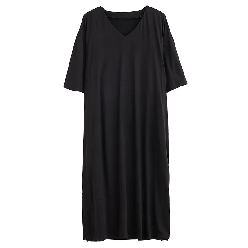 

GrBreezing Women's Spring Midi Dress Modest Breathable White Dresses Plus Size Summer Vintage Fashion Dresses with Belt 2020