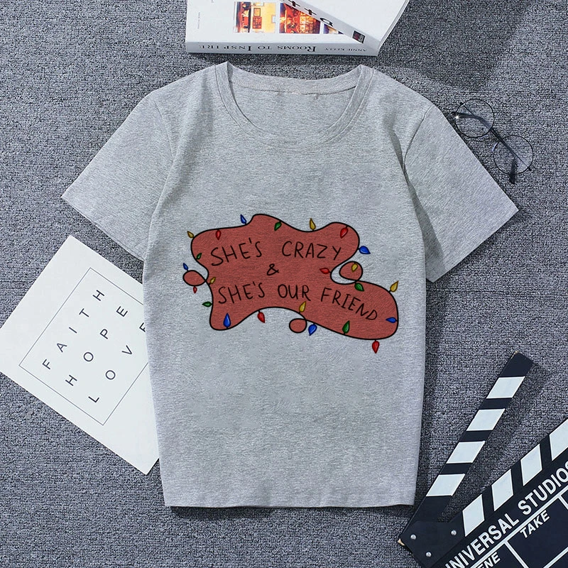 4112247 Print Tshirt Gray Casual Streetwear Vogue T-shirts |