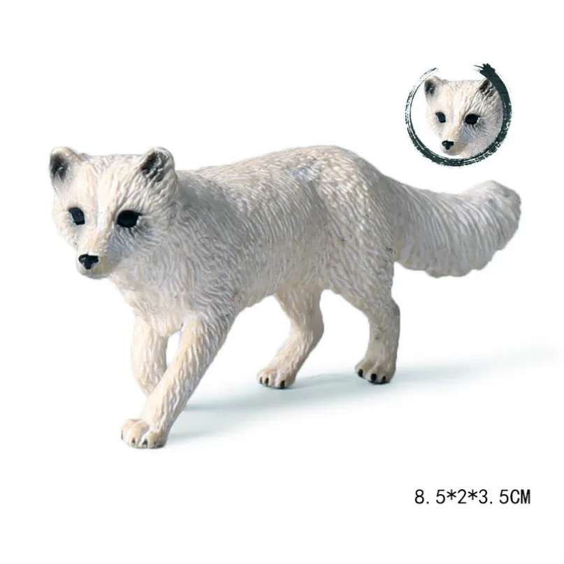 Arctic fox Милый куб модель моделирование зоопарк дикая природа фигура прекрасная образовательная детская панда Лев Зебра слон животное игрушка для детей Декор подарок - Цвет: Arctic fox