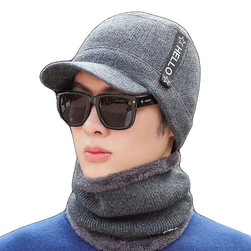 Зимние шапки Скалли Beanies шапка для мужчин и женщин шерстяная вязаная теплая плюшевая шапочки с шарфами Балаклава маска Knitted шапка вязаная зимняя Лыжная шапка