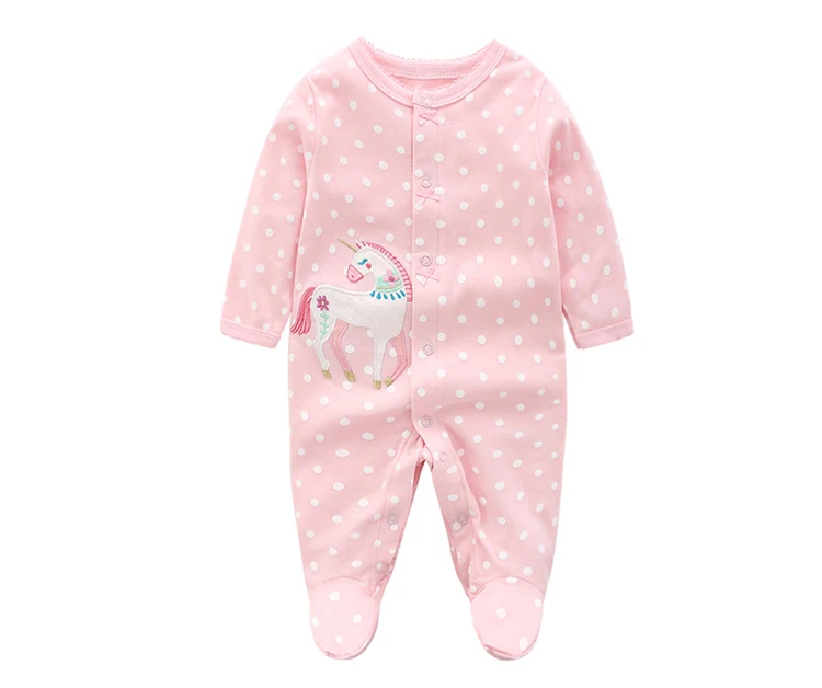 0-6 Months Lace Newborn Baby Girl Footies Unicorn One Piece For Baby Menina Cotton Infant Girl Clothing Kids Clothes Roupa