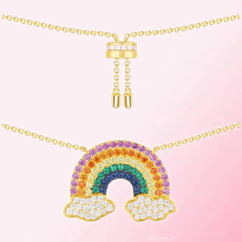 

1:1 Make 925 Sterling Silver Customized Fun Rainbow Fashion Exquisite Necklace
