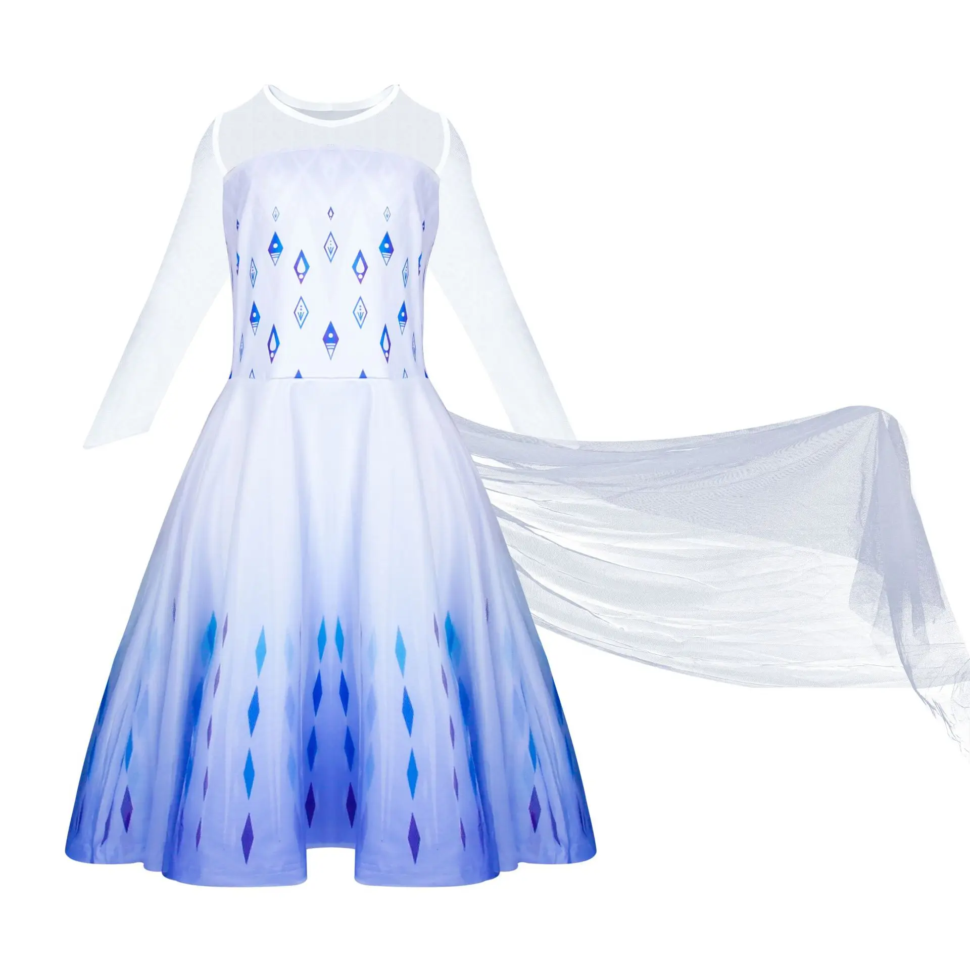 Frozen 2 Fantastic Anna Elsa Princess Dress Up White Halloween Costume Long Gown Kids Wedding Dresses Children Cosplay Clothes | Детская