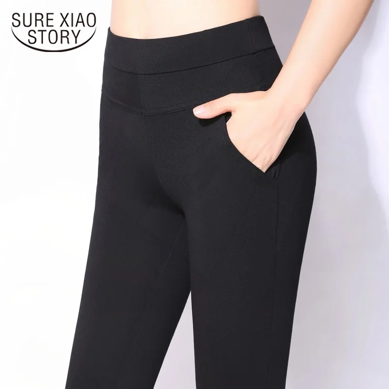 Женские брюки с высокой талией сплошного цвета осень весна 2021 Новый размера плюс