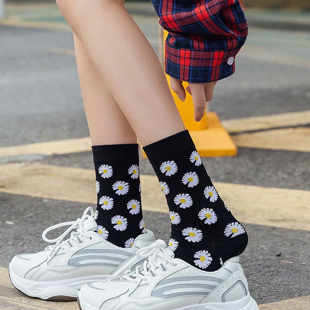 2020 модные носки с маргаритками для мужчин и женщин корейские забавные длинные