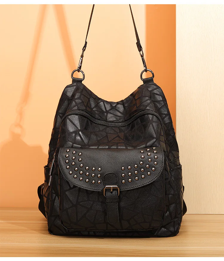 

ins Leather Anti Theft Women Backpack Outdoor Travel Bag Large Capactiy Girl Schoolbag Daily Knapsack Mochila Feminina Sac A Dos