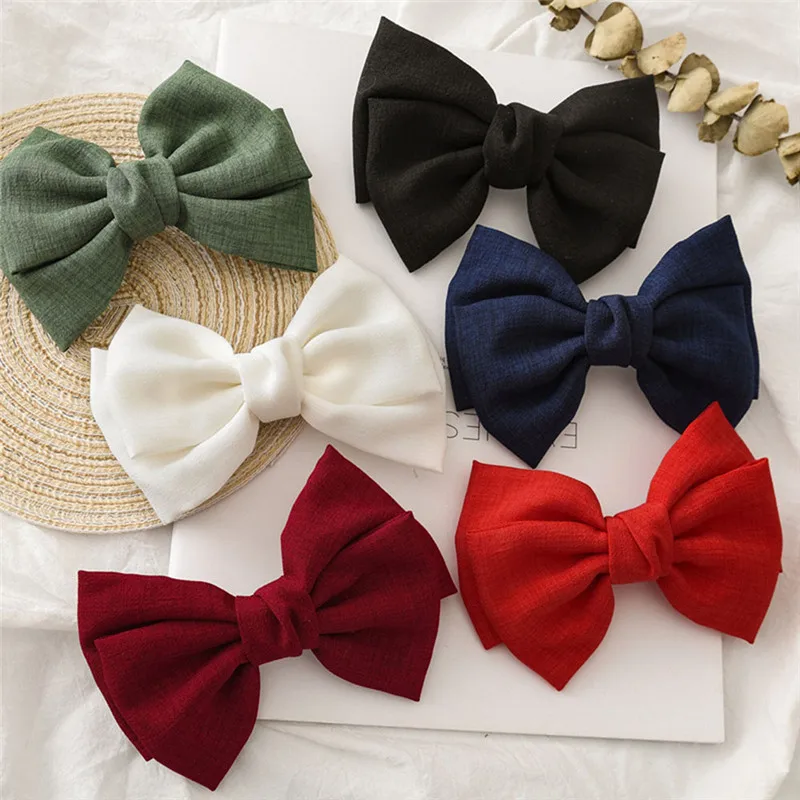 

Vintage fashion, linen, oversized bow hair clip, Korean headgear, spring ponytail clip, simple fabric, woman head flower gift