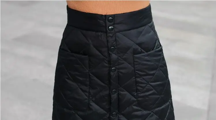 black Down cotton plus size vintage high waist clothes autumn winter casual maxi long skirts womens skirt women streetwear