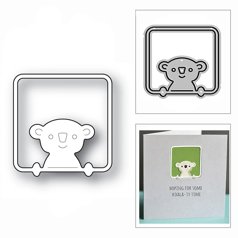 

New Christmas Koala Square Animal Friends 2020 Metal Cutting Dies for DIY Scrapbooking Decor Embossing and Card Making No Stamps