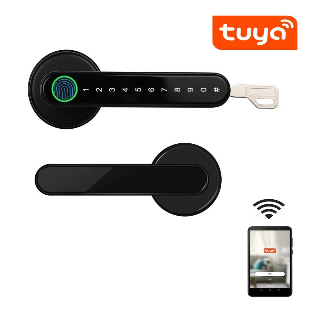 

Дверной смарт-замок Tuya Smartlife, совместимый с приложением, Bluetooth, биометрический, с кодом пароля и датчиком отпечатка пальца, 2022