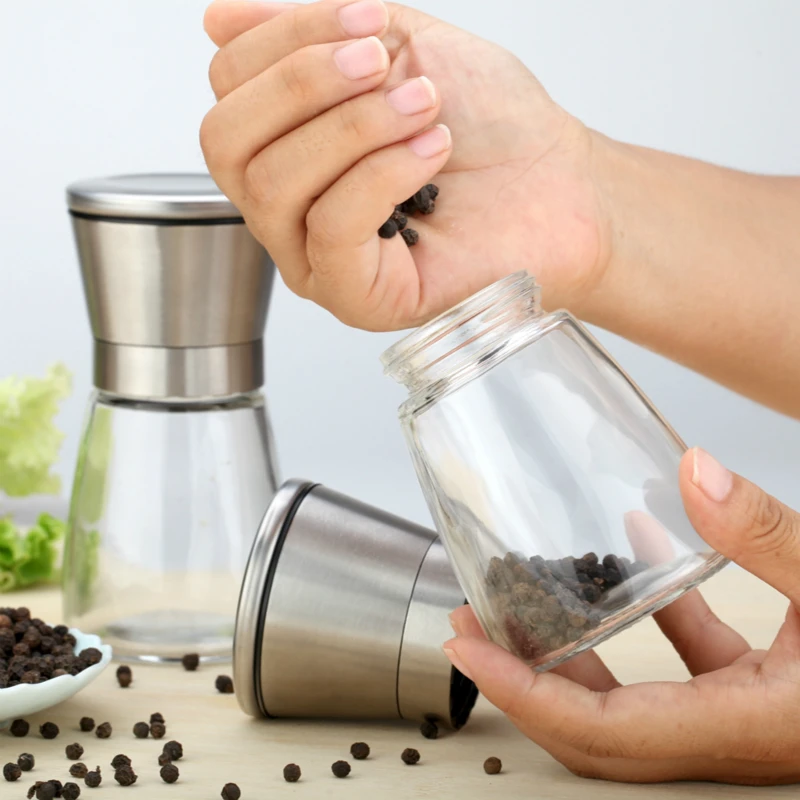 

2Pcs Set Manual Pepper Grinder Stainless Steel Seasoning Pulverizer Alt And Pepper Grinder Kitchen Seasoning Bottle Set Tools