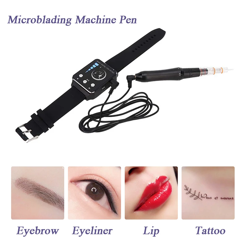 Microblading Eyebrow Pen Machine Permanent Makeup Supplies Tattoo Kit Embroidery Machine Pen with Watch Microblading Needles
