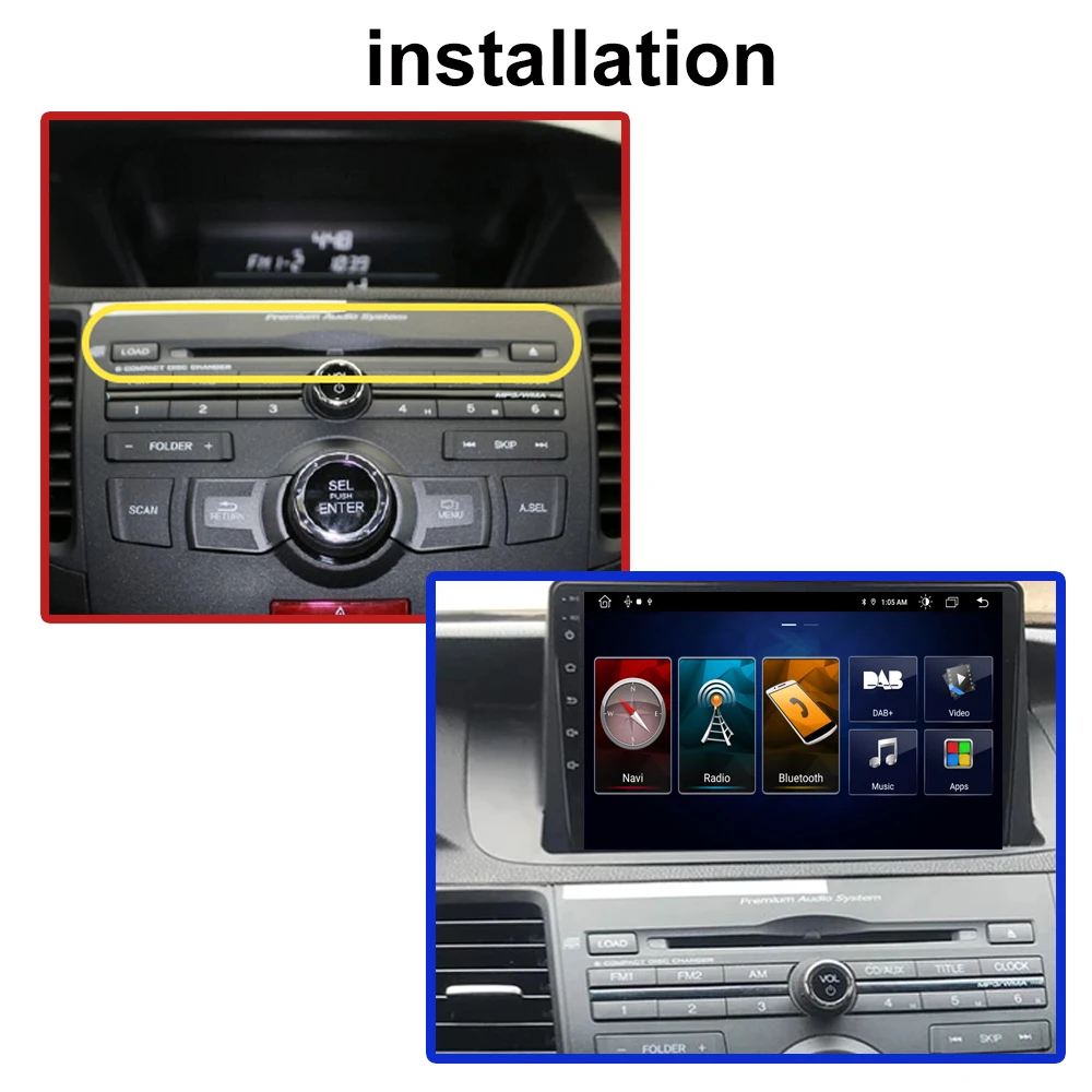 Автомобильный радиоприемник для Honda Accord 8 128-2008 6 + 2013 ГБ Android 11 HD сенсорный экран