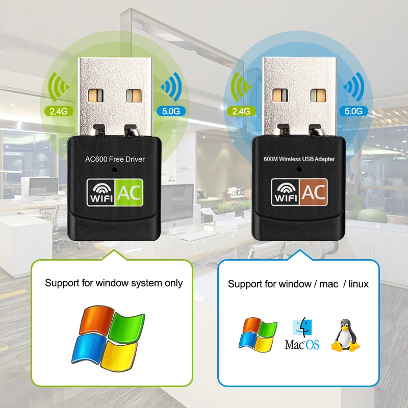 

USB WiFi Adapter USB Ethernet WiFi Dongle 600Mbps 5Ghz Lan USB Wi-Fi Adapter PC Antena Wi Fi Receiver AC Wireless Network Card