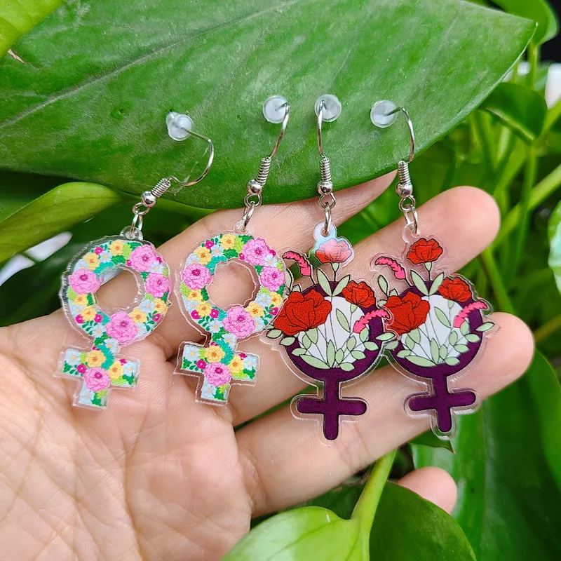 

Новинка, модные серьги-подвески в виде потенциальных феминистских цветов для женщин и девушек, красивые летние праздничные пляжные серьги-...