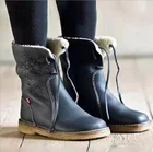 Женские кожаные ботильоны на меху, черные ботинки на молнии, на плоской подошве, Осень-зима 2020