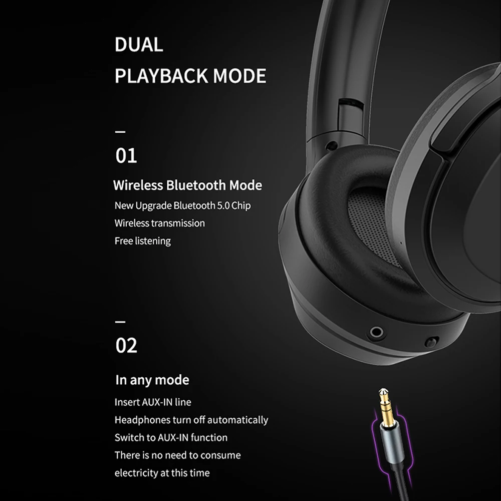 M98 беспроводные наушники Bluetooth 5,0, Складные стерео наушники с активным шумоподавлением, гарнитура с микрофоном, 3,5 мм аудио вход для iphone 11