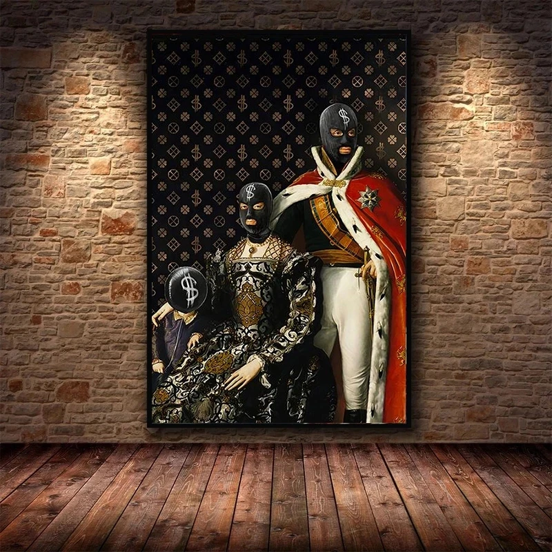 Картина в маске дворец семья ВИНТАЖНЫЙ ПЛАКАТ доллар человек граффити холст