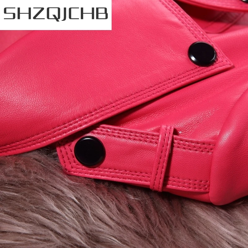 

JCHB 2021 Spring Autumn Short Genuine Leather Jacket Women Sheepskin Motorcycle Clothing Female Korean Sexy Slim OL Zippers Desi