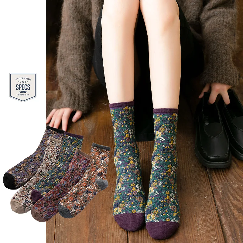 5 пар женские хлопковые жаккардовые носки | Женская одежда