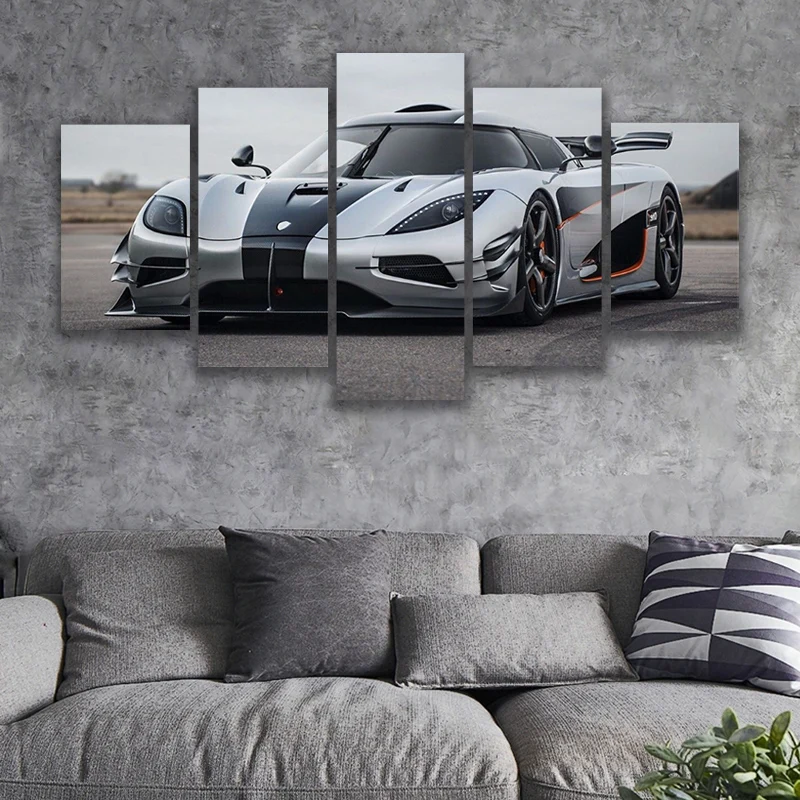 

Koenigsegg Agera Supercar Canvas Paintings Wall 5 pcs Art Prints Poster Vehicle Picture Home Decor