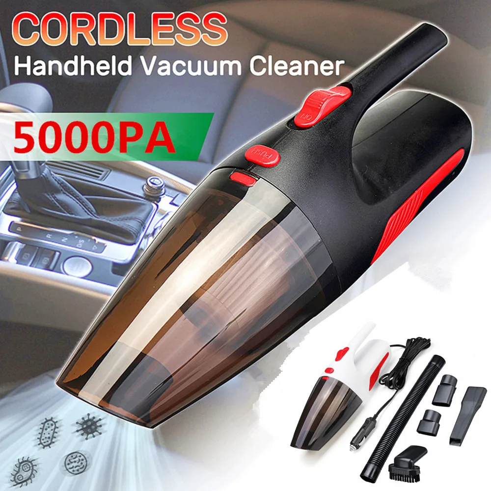 

Newest Portable Handheld Car Vacuum Cleaner Cordless/Car Plug 120W 12V 5000PA Super Suction Wet/Dry Vaccum Cleaner For Car Home