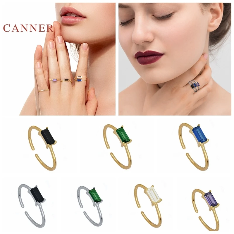 Женское регулируемое кольцо CANNER из стерлингового серебра 925 пробы с квадратным