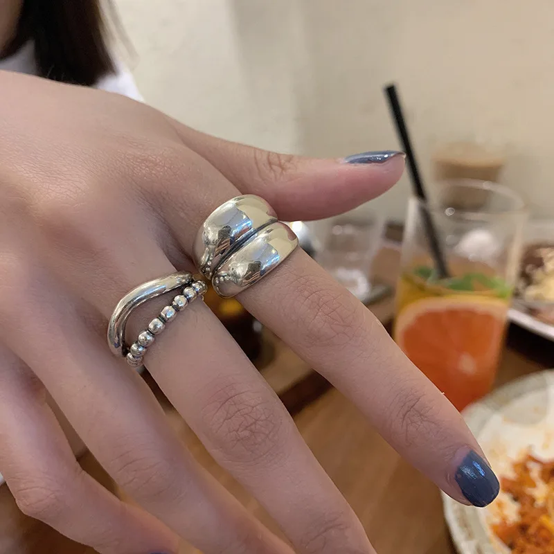 

Punk Hip Hop Rings for Women New Fashion Vintage Wave Geometric Handmade chunky Birthday Party Finger Jewelry Adjustable Gifts