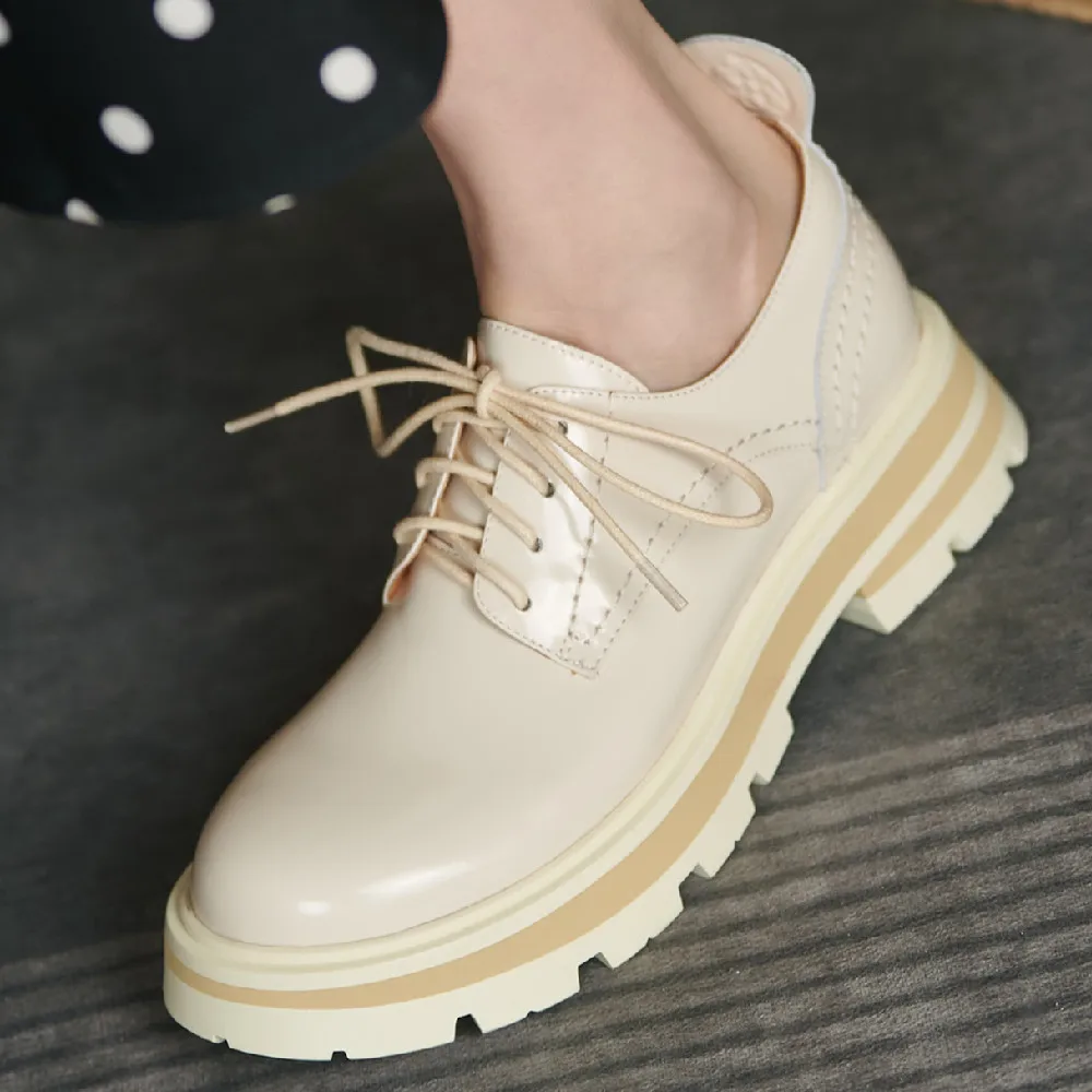 

Туфли-оксфорды женские из натуральной кожи, мягкие удобные, на шнуровке, плоская подошва, круглый носок, Повседневная Всесезонная обувь для ...