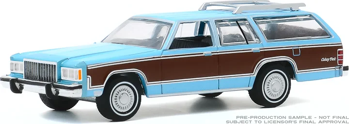 

GreenLight 1:64 1983 Mercury Grand Marquis Colony Park Collection Metal Die-cast Simulation Model Cars Toys