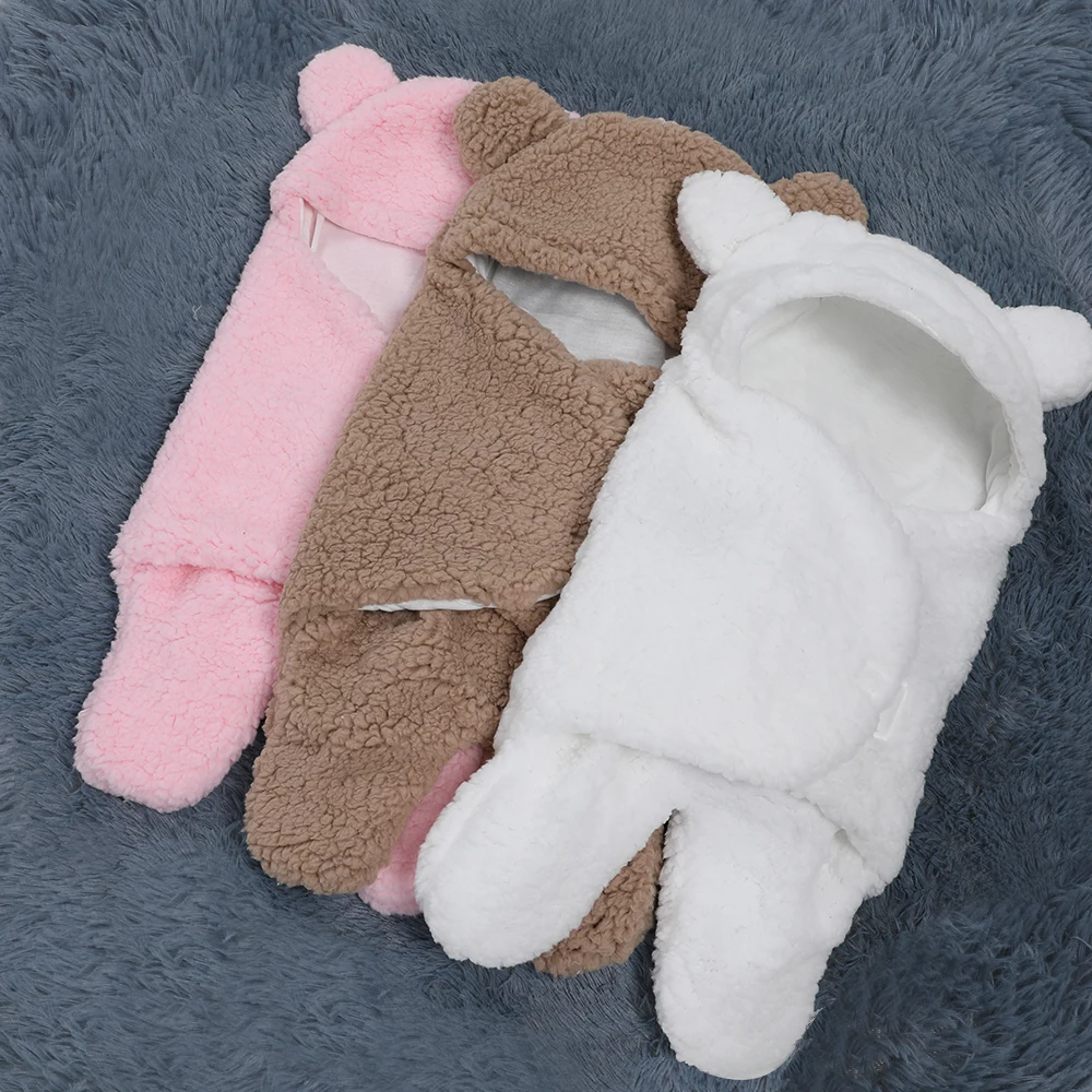 

0-6 Months Autumn Baby Sleeping Bag Envelope For Newborn Baby Winter Swaddle Blanket Wrap Cute Sleeping Bags Solid Baby Bedding
