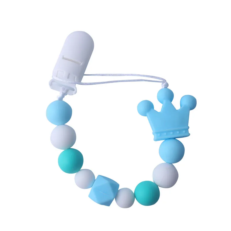 Cadena de silicona para chupete de beb&eacute;, corona de colores DIY, chupete de dentici&oacute;n para ni&ntilde;os, juguetes para masticar, soporte para mordedor Dummy-1