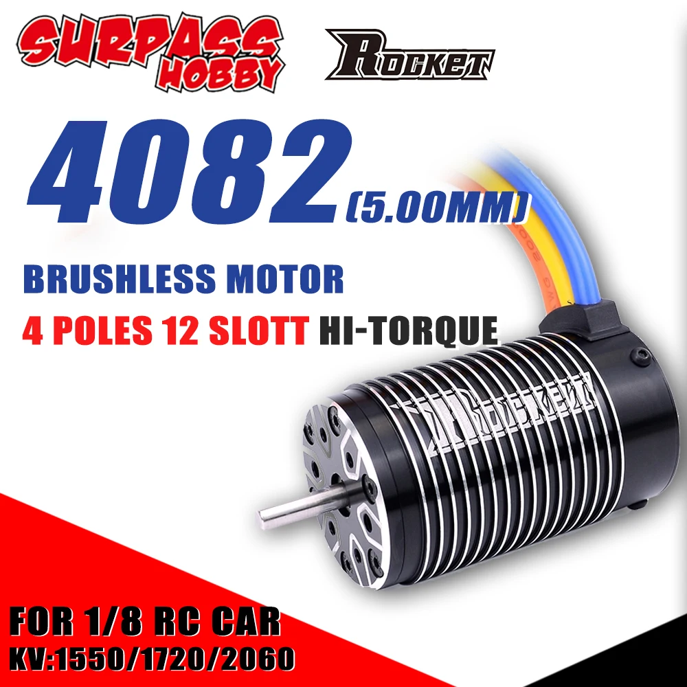 

Водонепроницаемый Бессенсорный двигатель SURPASS HOBBY Rocket 4082, бесщеточный двигатель с высоким крутящим моментом, 4 полюса, 5 мм, 1/8 кВ, кВ, для ради...