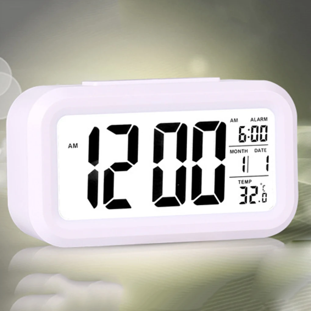 

2 Pieces Electric Desktop Clock Electronic Alarm Digital Big LED Screen Clock Data Time Calendar Desk Watch