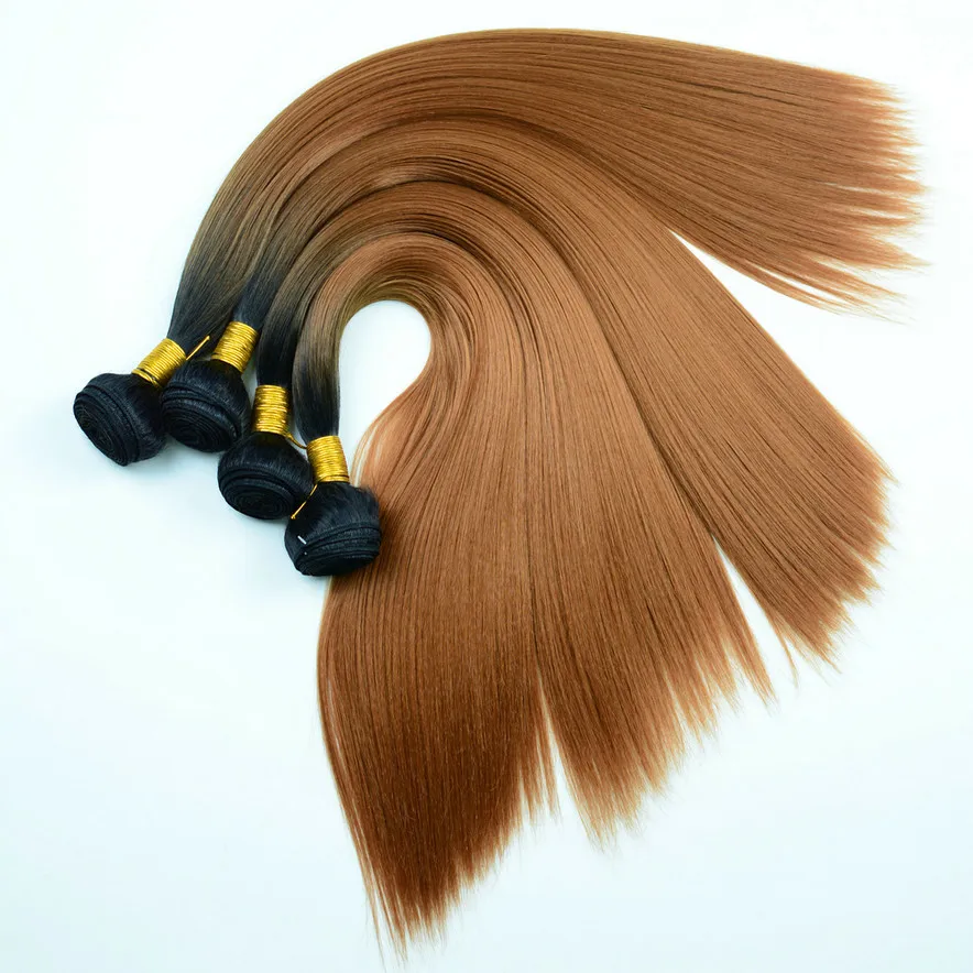 Endireitar a Cor Resistente ao Calor do Cabelo da Fibra Yaki em Linha o Cabelo Sintético Macio Empacota Pode Marrom Profunda Trama Dobro Tecer Reta 100g 1 – Lot
