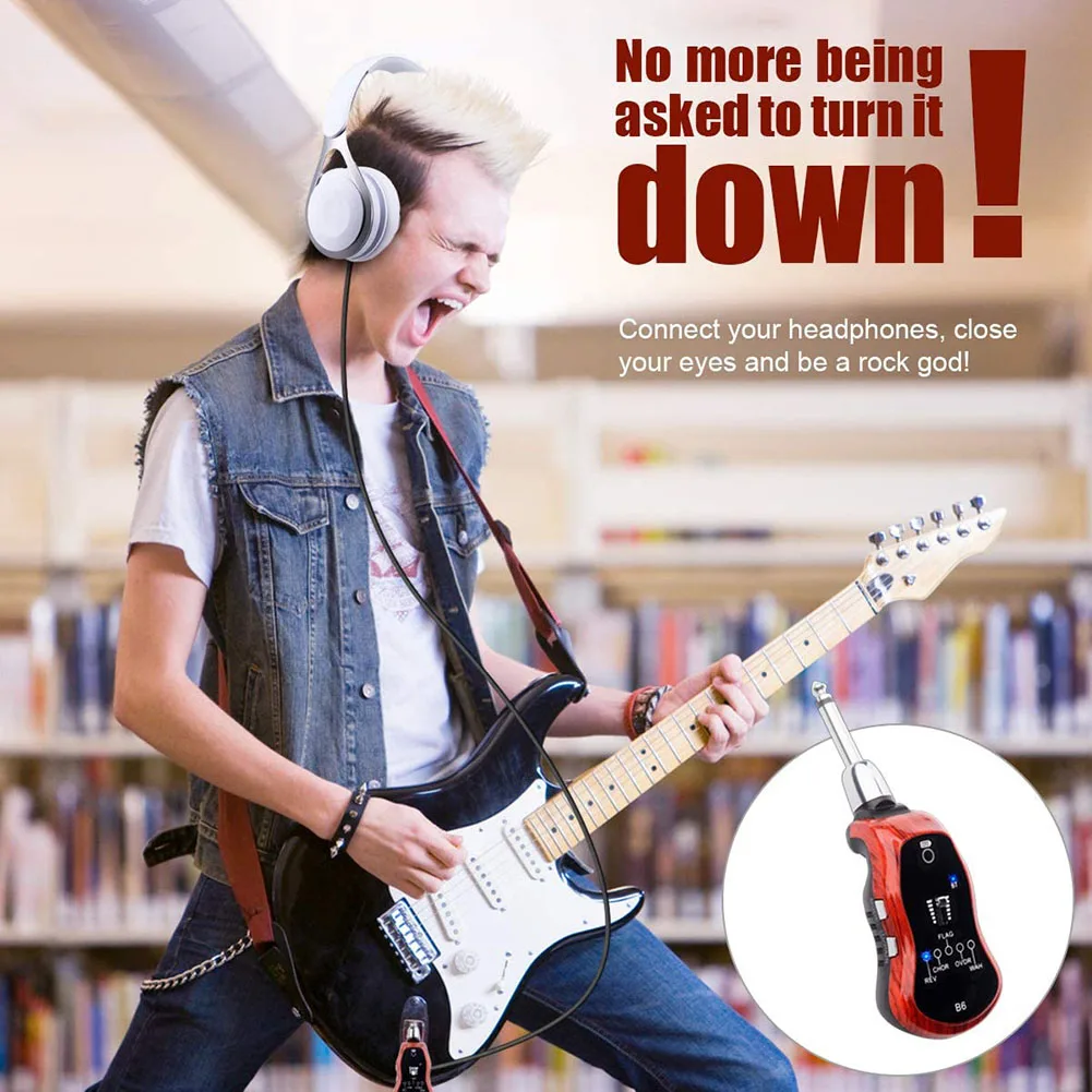 b6 bluetooth wiederaufladbare elektrische gitarre kopfhörer bluetooth empfänger mini verstärker mit 5 effekte für elektrische gita