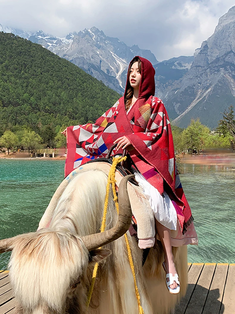 Женская накидка и шаль в богемном этническом стиле Юньнань теплая дорожная