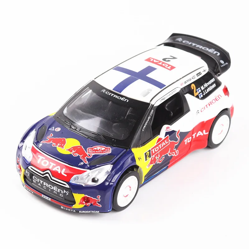 1:32 гоночный автомобиль модель ралли автомобиль сплав модель Citroen Ds3 модель машины может открыть дверь двигатель Звук Свет мальчик детские игрушки