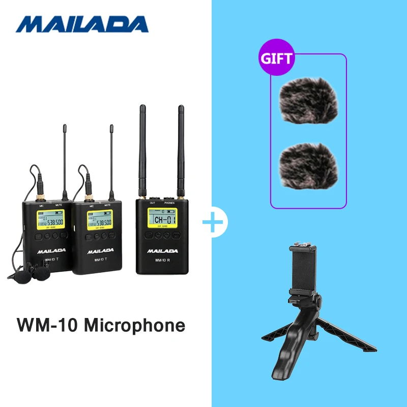 WM10 WM-9 WM8 UHF беспроводной микрофон системы канала петличный нагрудный микрофонный приемник передатчик для DSLR Canon sony рекордер - Цвет: WM10