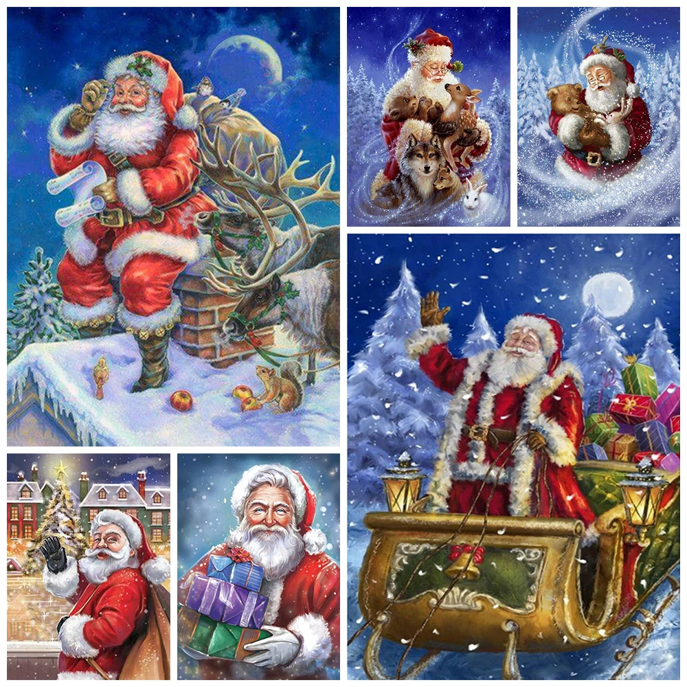 

MUXUN 5D Diamond Painting Santa Claus Diamond Embroidery Full Round Drill Snowman Mosaic Cross Stitch Christmas Gift Home Decor